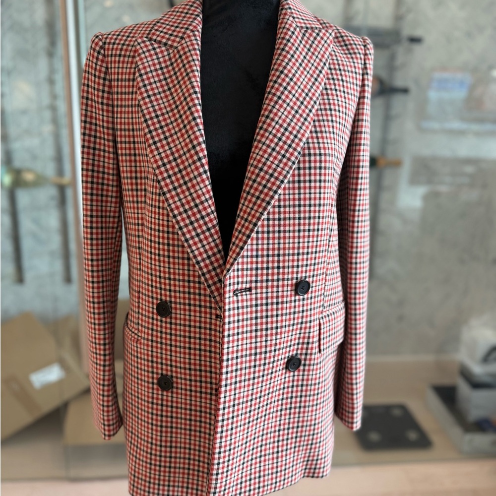 Wilfred Red and Black Blazer Double-Breasted Suit Jacket